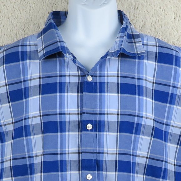 Claiborne* Men's Short Sleeve Button Down Curved Hem Plaid Shirt~ Size 3XLT - Picture 4 of 11